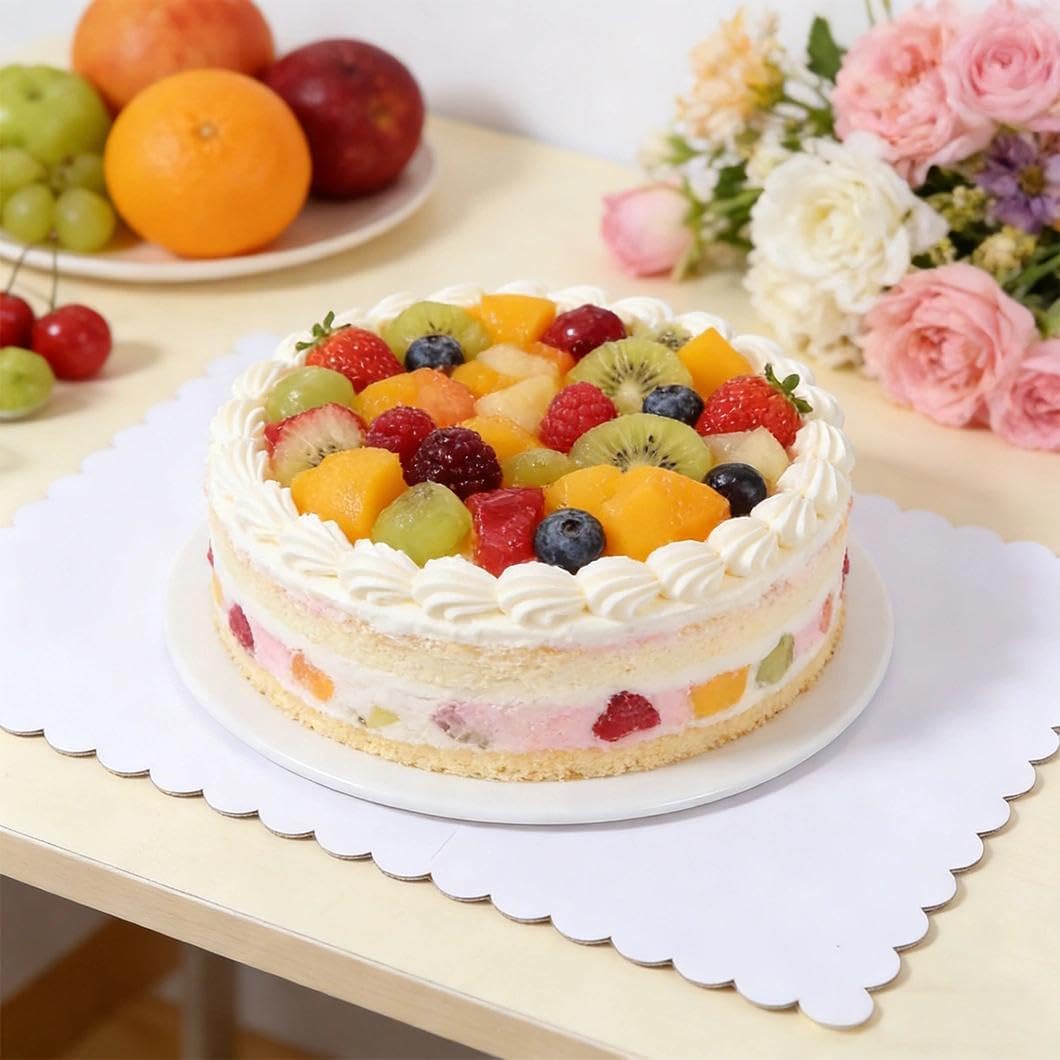 30 Pcs 19 x 14 Inch Rectangle Cake Boards Disposable Half Sheet Cake Board Pad Scalloped Dessert Base Greaseproof Corrugated Pastry Food Tray for Pizza Display Party Supplies, White