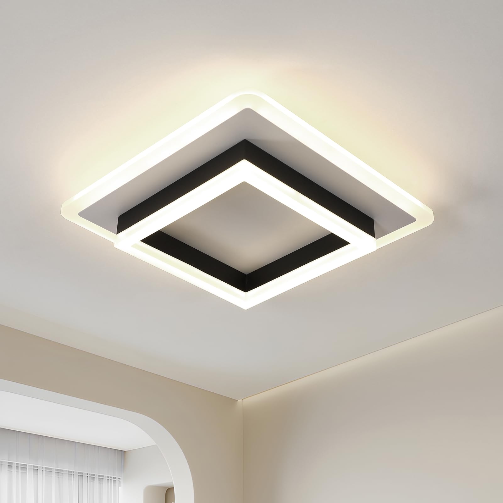 DELIPOP Plafonnier LED, 30W Lampe de Plafond Carré en Acrylique, Luminaire Plafonnier LED Moderne pour Chambre à Coucher, Salon, Couloir, Salle D'étude, 4500K Lumière Neutre