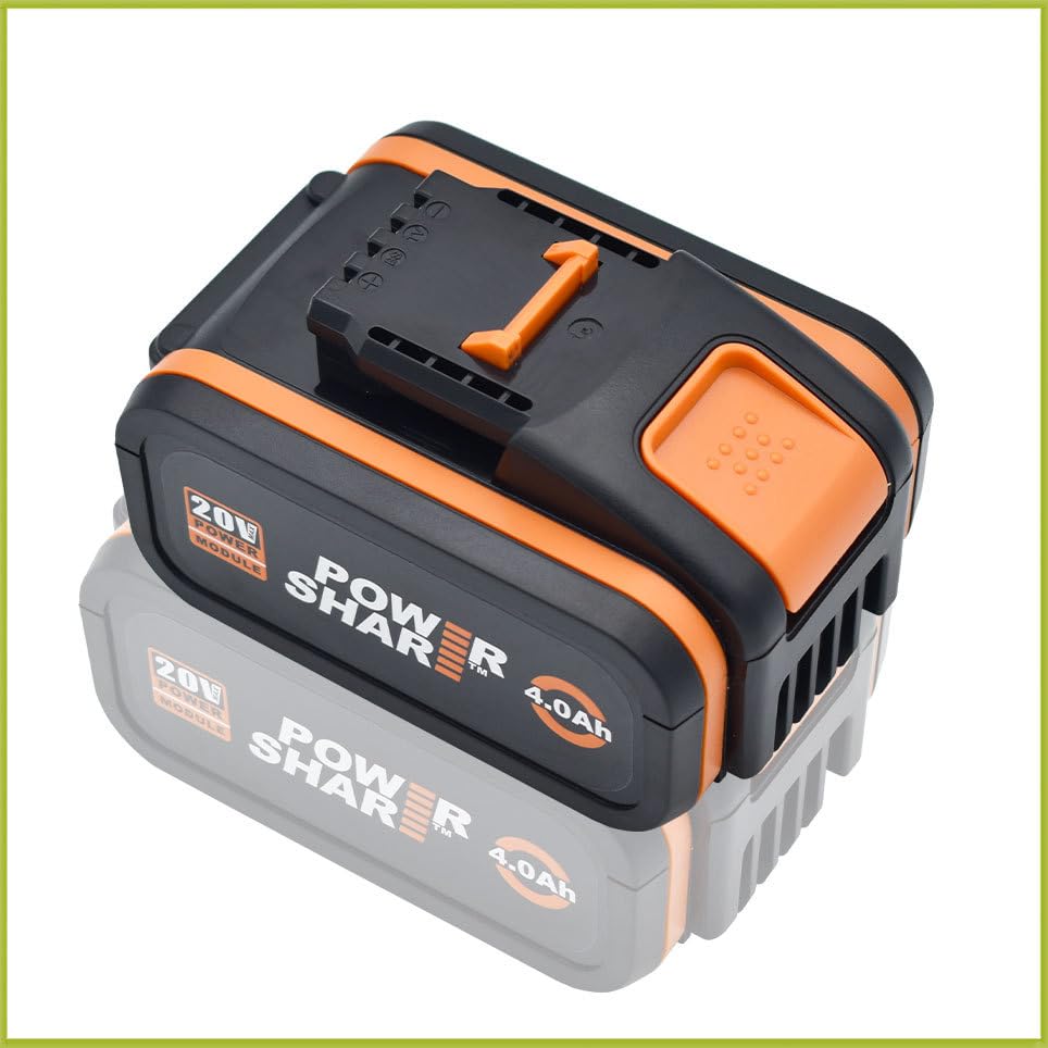 Batteria di ricambio da 20 V per Worx, senza fili Power Tools per Worx, WA3551/WA3553/35514/WA3551.1 agli ioni di litio (4000 mAh, 2 pezzi)