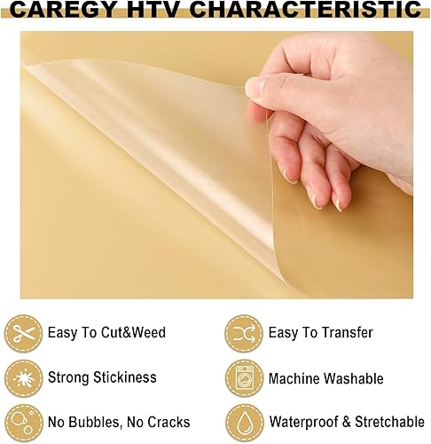 Miniatura 3 de CAREGY Vinilo de transferencia de calor HTV para planchar en camisetas rollo de 12 pulgadas por 20 pies (dorado)