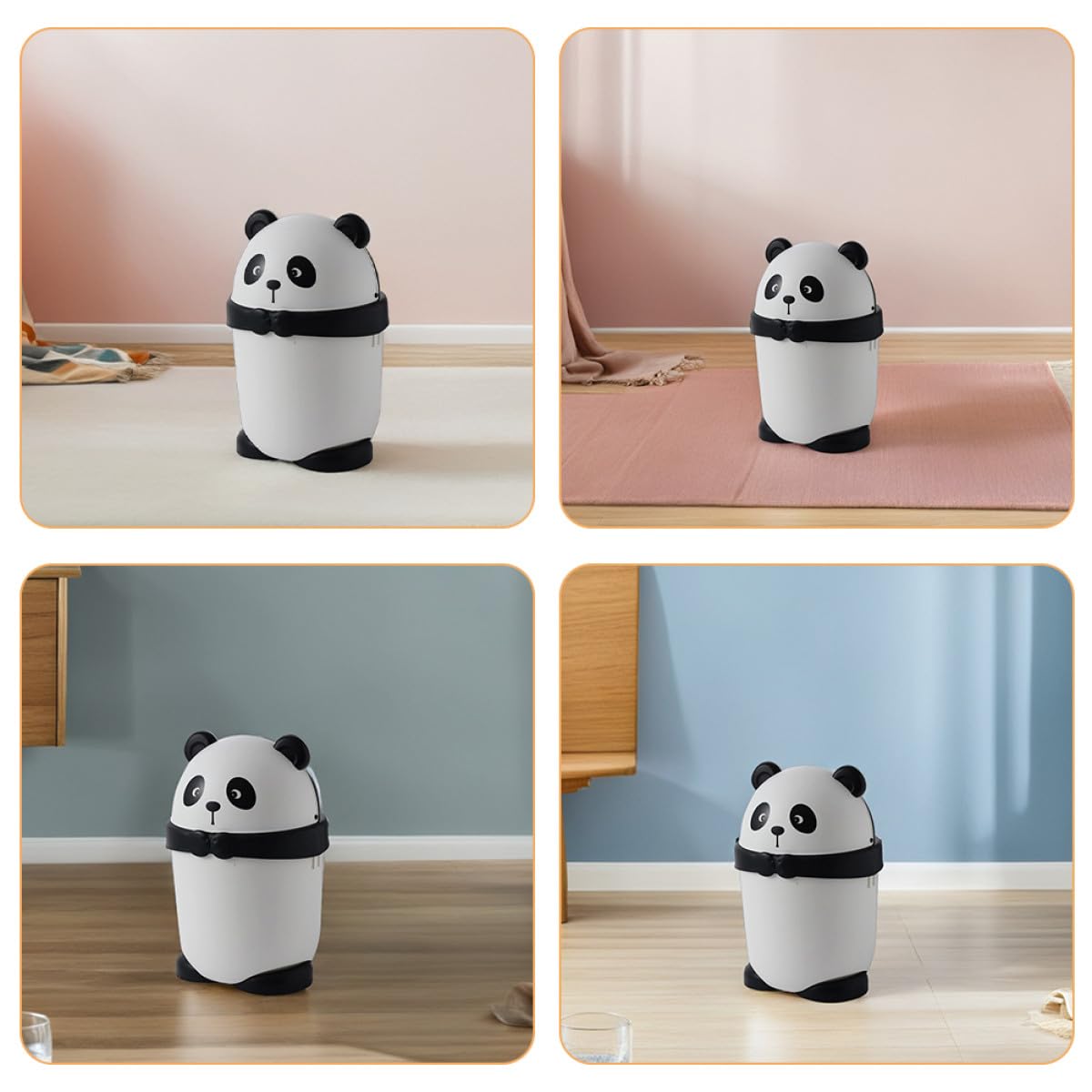 Homoyoyo Bidone della Spazzatura Piccolo con Coperchio a Tema Panda Cestino per Soggiorno e Cucina Plastica Sigillata Profumata per Camere da e Uso Multiuso