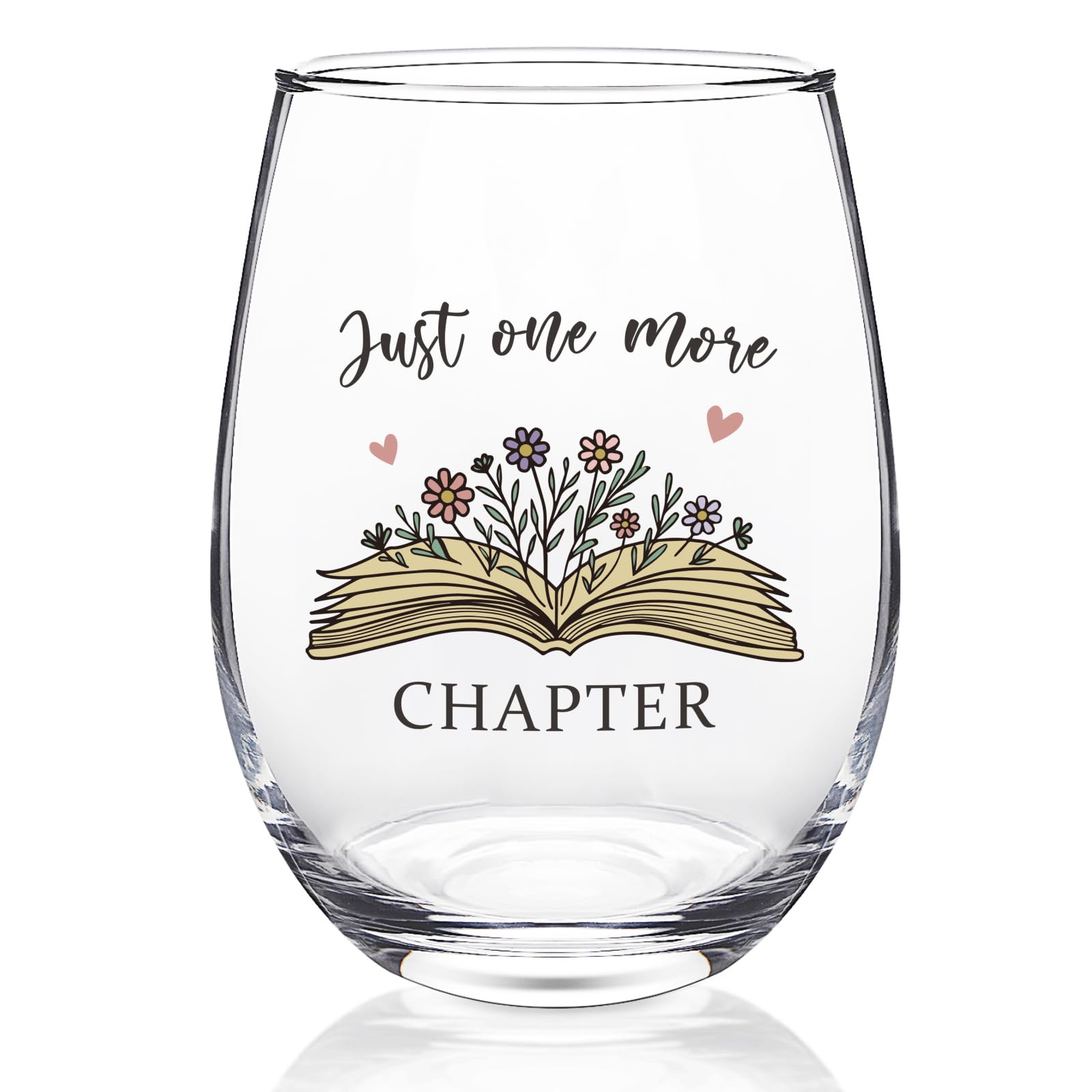Futtumy Just One More Chaper Wine Glasses 17oz, Book Lovers Gifts, Mothers Day Birthday Christmas Gifts for Book Lovers Women Readers Freinds, Funny