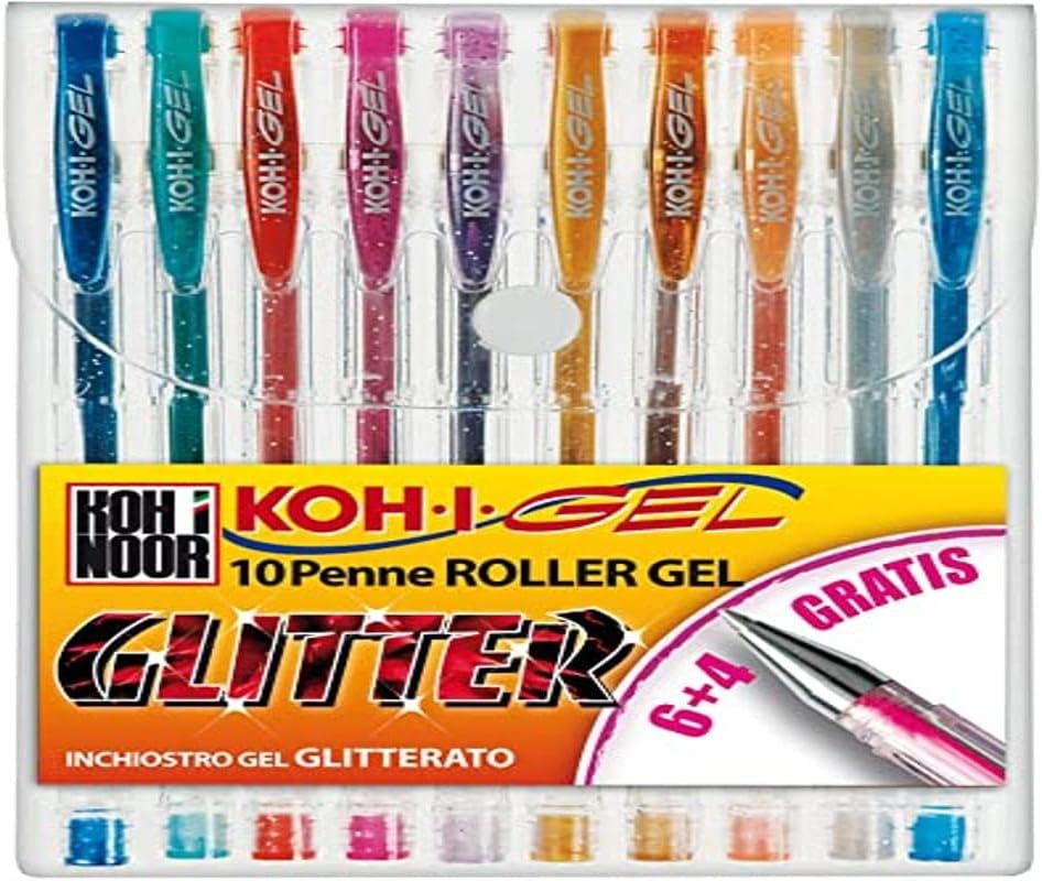 Koh-I-Noor nagp10s Hood Blue, Green, Grey, Orange, Pink, Red 10pc (S) Gel Pen