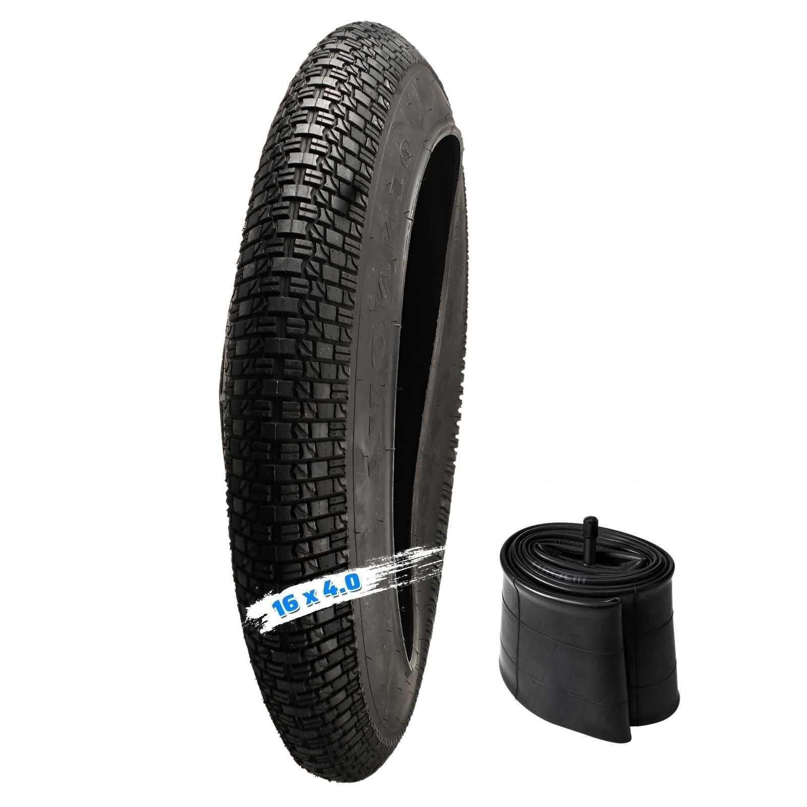 Set di pneumatici e tubi per bici da 16 x 4,0 per bici elettrica con pneumatici grassi, filo di acciaio integrato 16 x 4 con resistenza alla foratura, ricambio per bicicletta da città e mountain bike