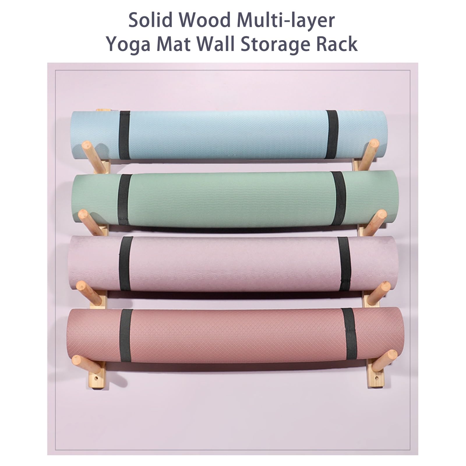 Hltdzer Large Yoga Mat Rack Wall Mount Wooden Gym Organization Shelf for Foam Roller Sectional Exercise Mats Storage Equipment Organizer For Home Gym Storage yoga mat storage(39cm/15.4in)