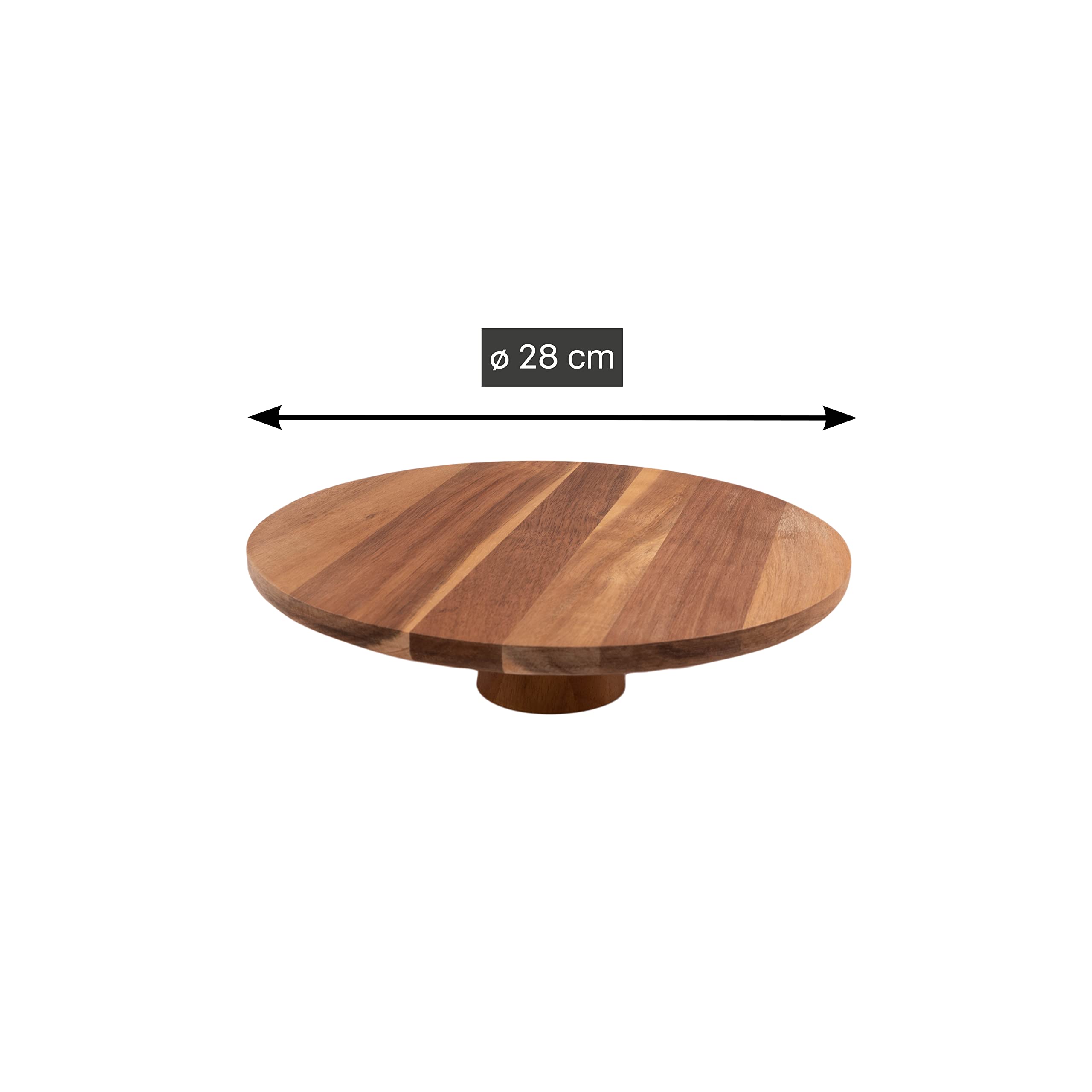 Point-Virgule Plato para tartas con pie, accesorios para tartas y accesorios para hornear, de madera de acacia, 7,5 cm de alto, 28 cm
