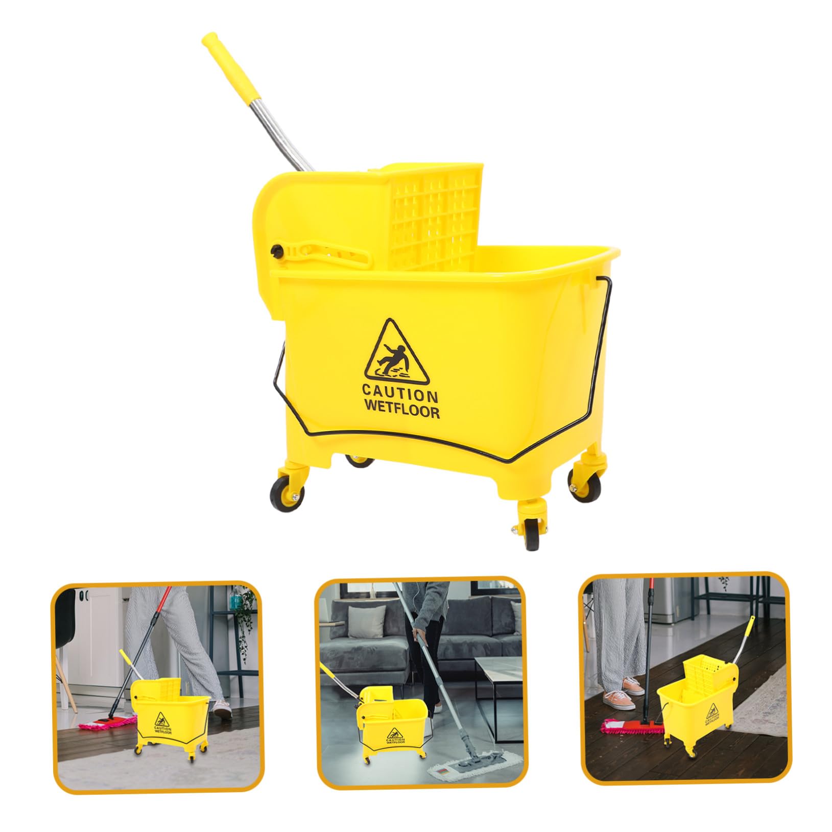 Fregona de Escurridor Cubo de Ruedas 20l Comercial y Plásticas Aleatorio Lateral Limpieza Fácil y Segura Color en Uso Industrial