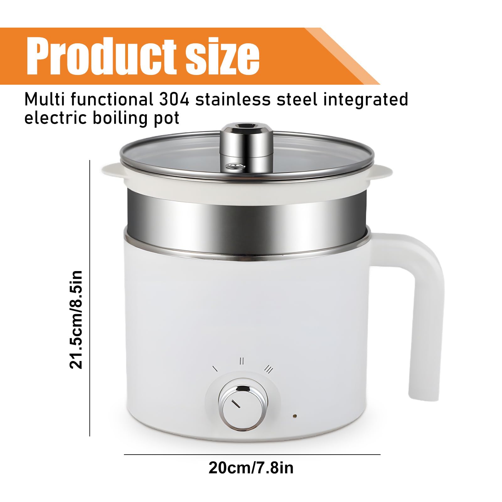Derretidor de cera de una pieza, olla eléctrica pequeña, 1,7 l, 300 W/600 W, olla eléctrica para sopa, pasta, avena, albóndigas, con doble barra