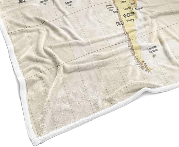 World Map Fleece Throw Blanket for Couch, Sofa - Vintage Topography Educational for College, Kids, Children - Geographical Throws for Bed, Travel, Camping - 50x60in
