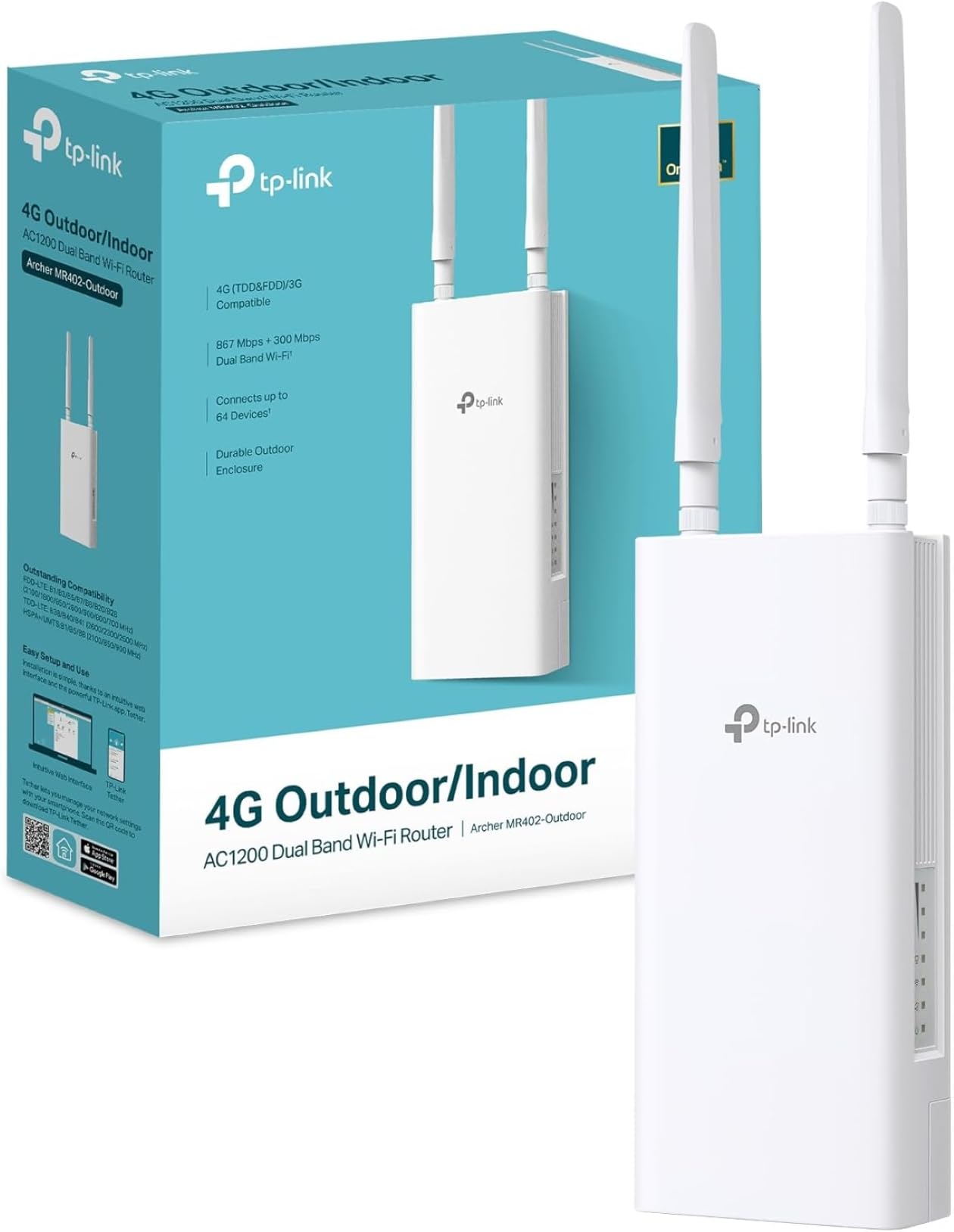 TP-Link Archer MR402-Outdoor Router 4G LTE Externo, WiFi AC1200Mbps