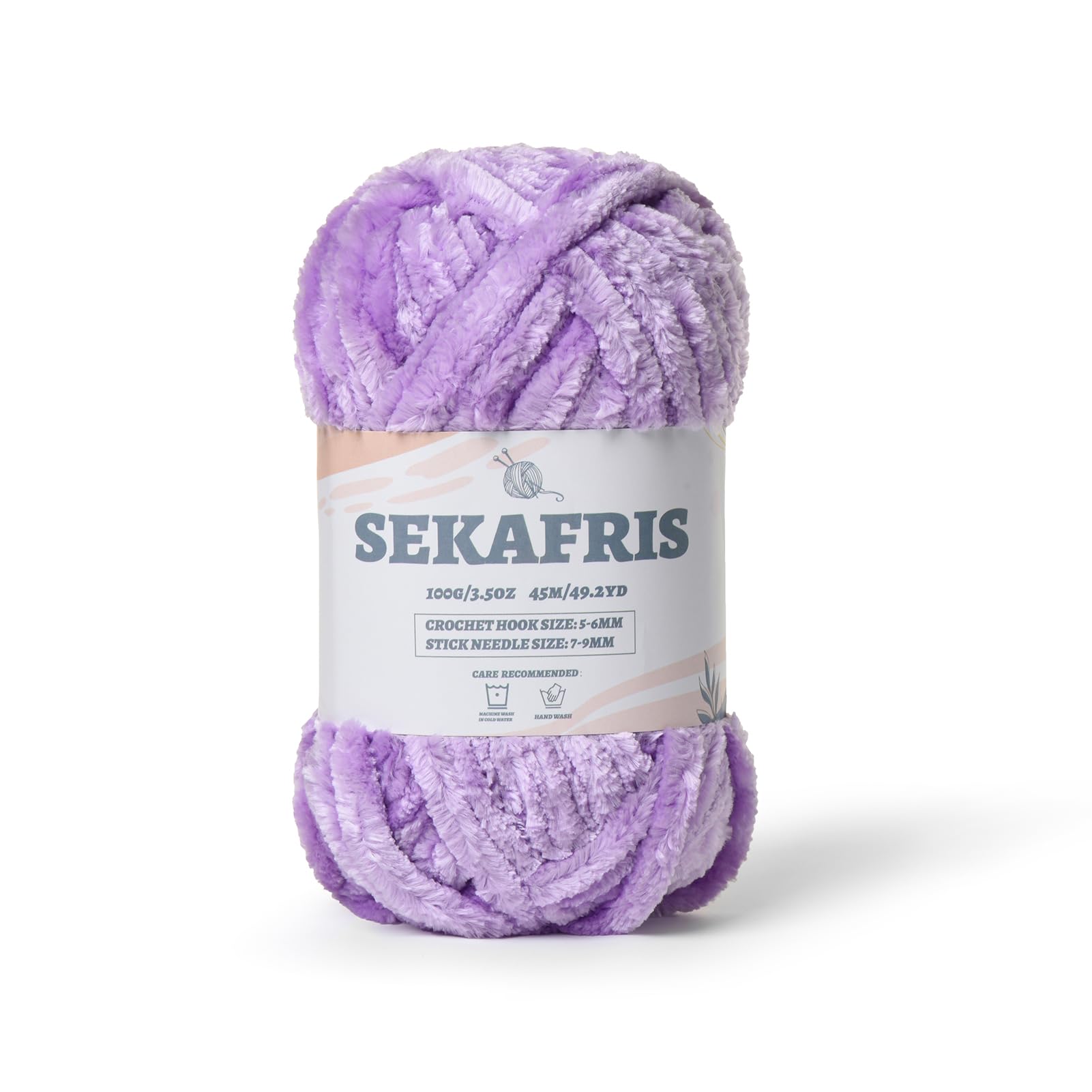 Chenille Velvet Soft Yarn Light Purple 1 Pack