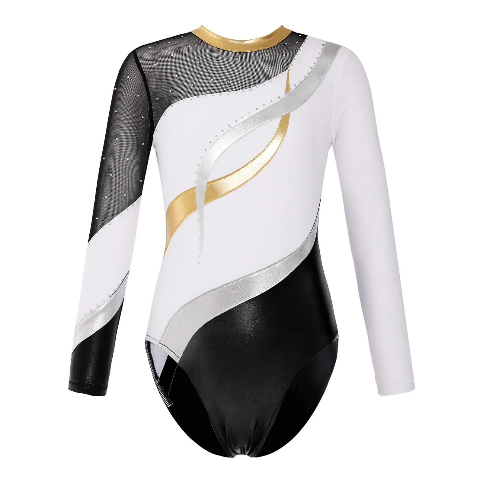 Turnanzug Mädchen Mädchen Enge Kleidung Gymnastik Strass Langarm Trikot Body Dance Athletisch Eiskunstlauf Kostüme Leistung