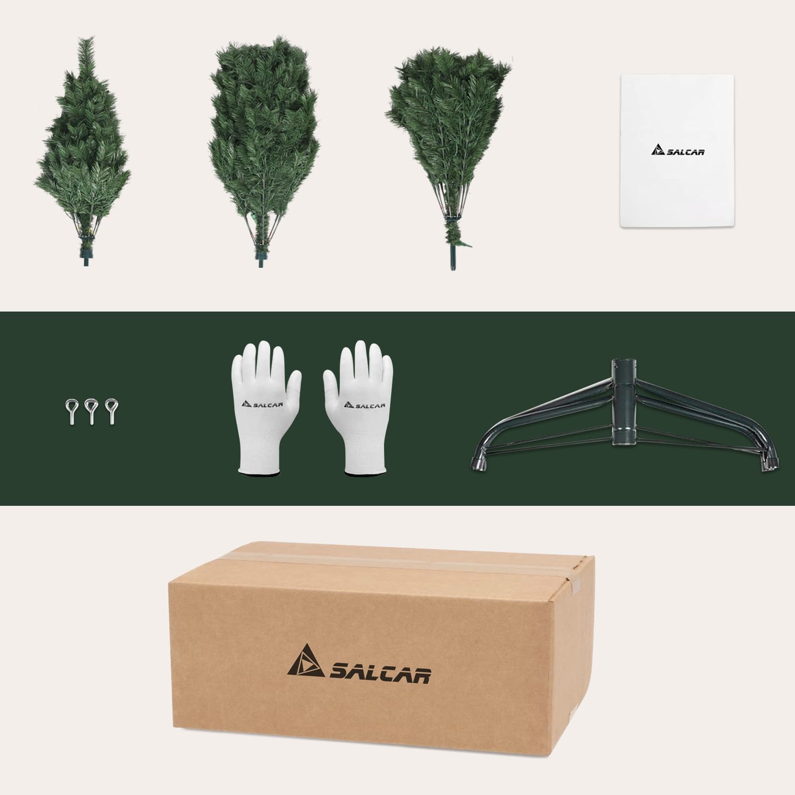 SALCAR Sapin de Noël Artificiel 210cm, Arbre de Noel avec 868 Pointes de Branche, Gants et Pieds de Sapin de Noël en Métal, Lgnifuge, Assemblage Rapide