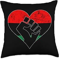 Vista 4 de Pan African Pride Black History Black Liberation Juneteenth Heart Pan African UNIA Flag Throw Pillow, 16x16, Multicolor