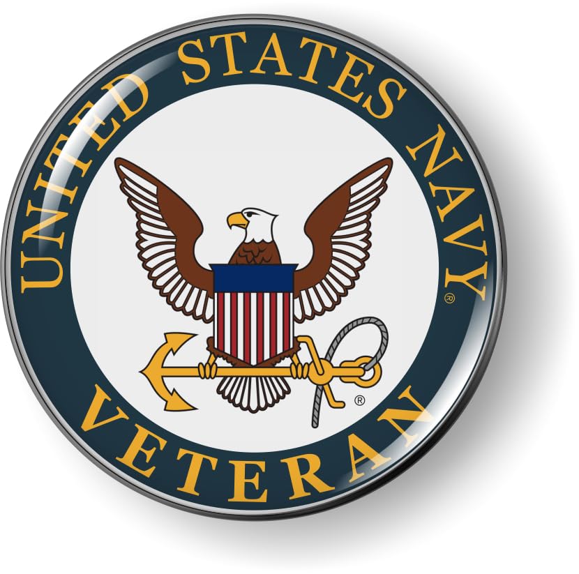 Image of Veteran U.S. Navy Eagle Anchor Color CAR Emblem Badge Sticker Flexible | Officially Licensed US Navy Product, 3D Domed, made by BestLicensePlateFrames