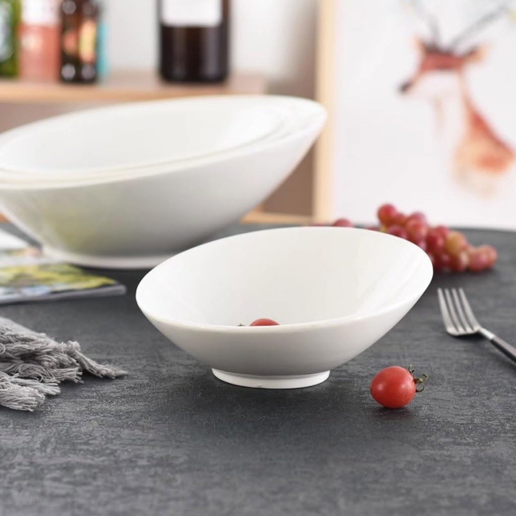 Miski do kuchni czysta biała ceramiczna ukośna miska kreatywna miska na sałatkę owocową miska na makaron domowa zastawa stołowa salaterka, jeden kolor S