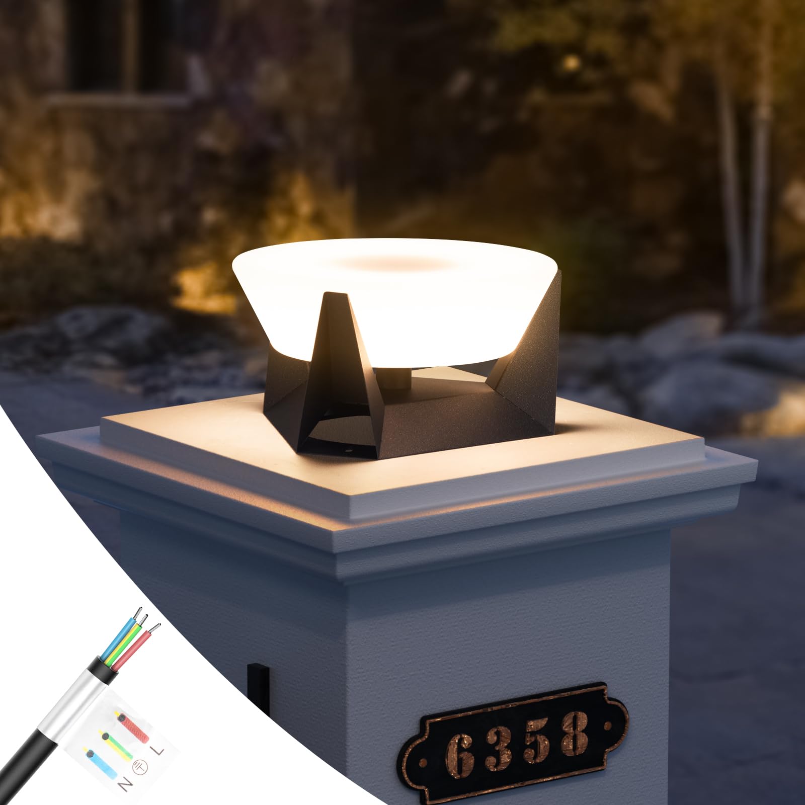 Outdoor Post Lights Hard Wired, 11" Column Light AC100-240V, Waterproof Modern Pillar Lights, 3000K Fence Deck LED Light Landscape Lighting Fixture Electric Lamp for Patio Garden Gate Posts