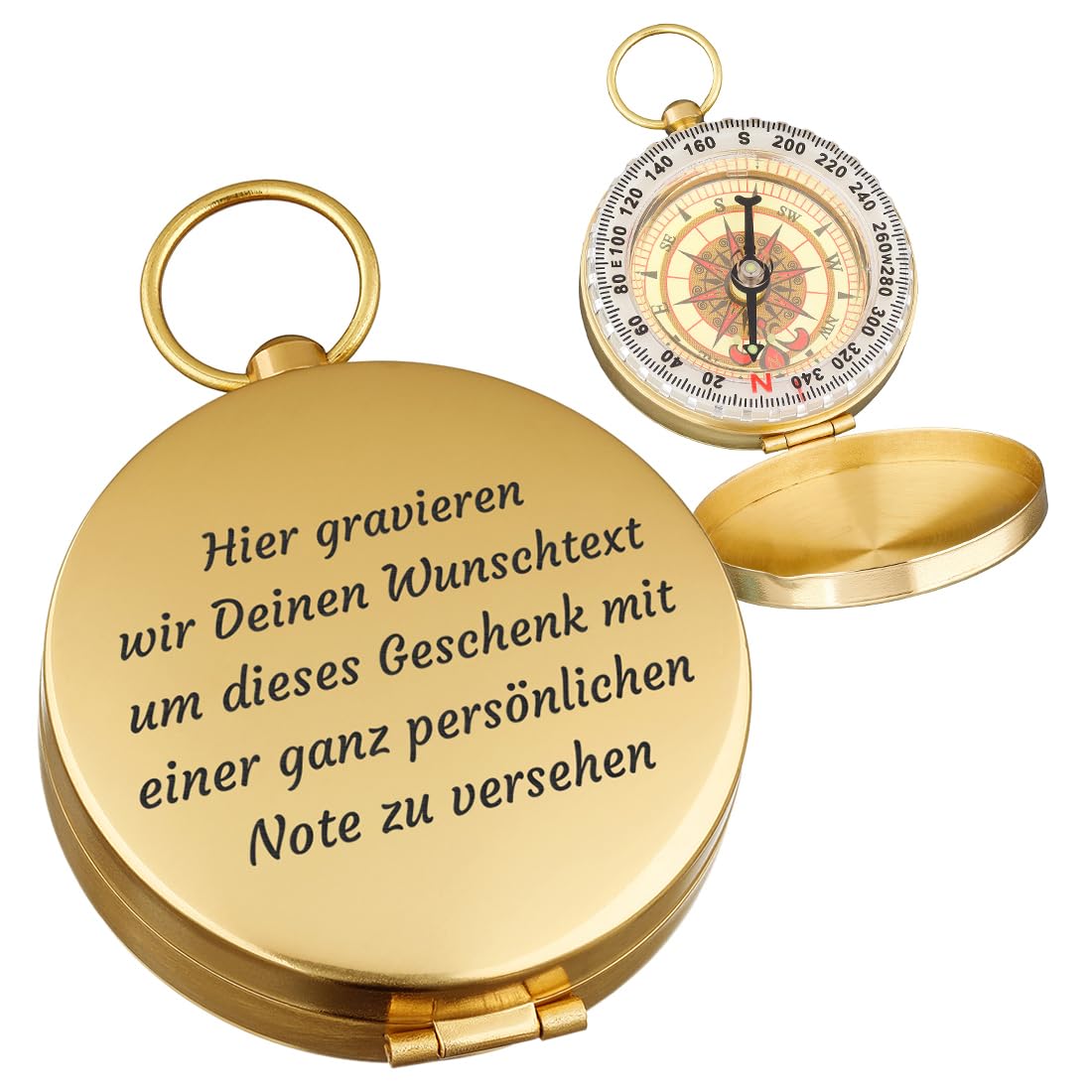 polar-effekt Gold Metall Kompass mit Gravur - Geschenke für Männer - ideal zum Geburtstag und Jubiläum - Outdoor Taschenkompass zum Wandern