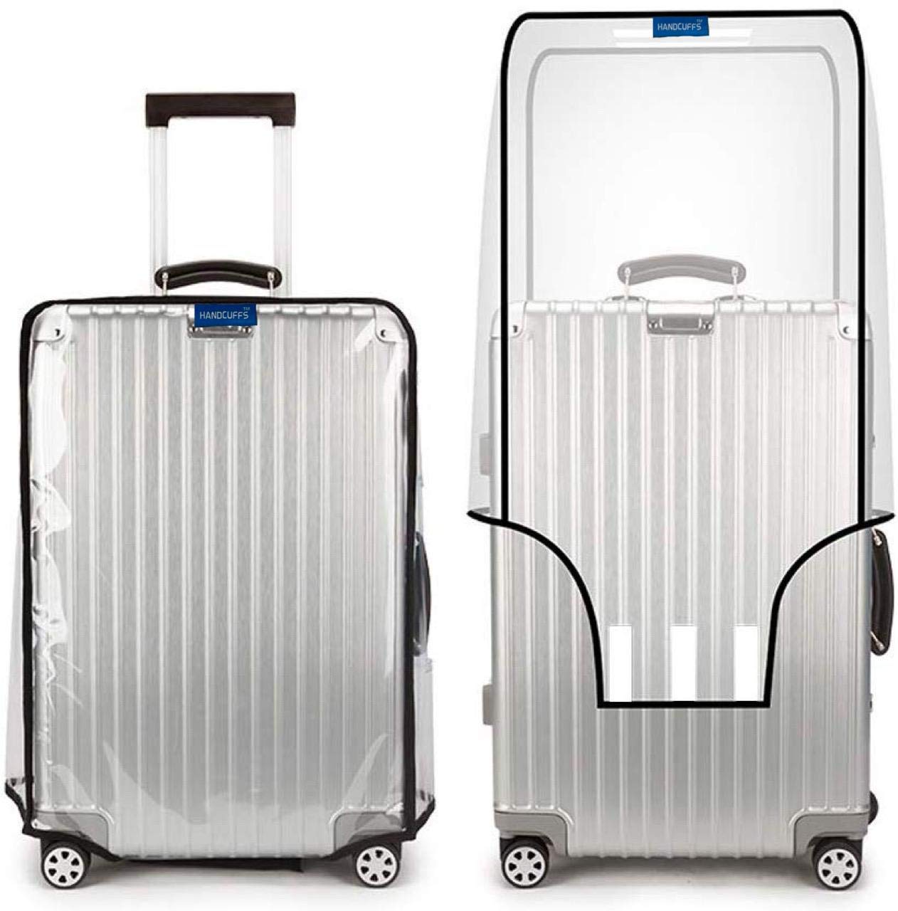 PVC Zippered Clear PVC Suitcase Covers Protectors, Soft Side Waterproof Dustproof 8 Spinner Wheel Suitcase Covers Case for Wheeled Luggage Trolley Protective Covers (Small)-image-33