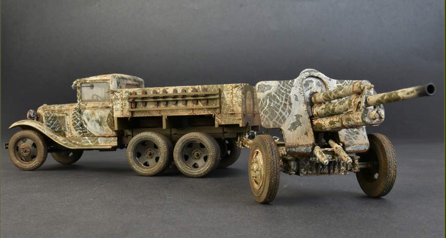 MiniArt MA35272 Modellino Veicolo da Guerra In Plastica da Montare, Soviet 2 T 6X4 Truck With 76Mm Usv-Br Gun, Scala 1:35