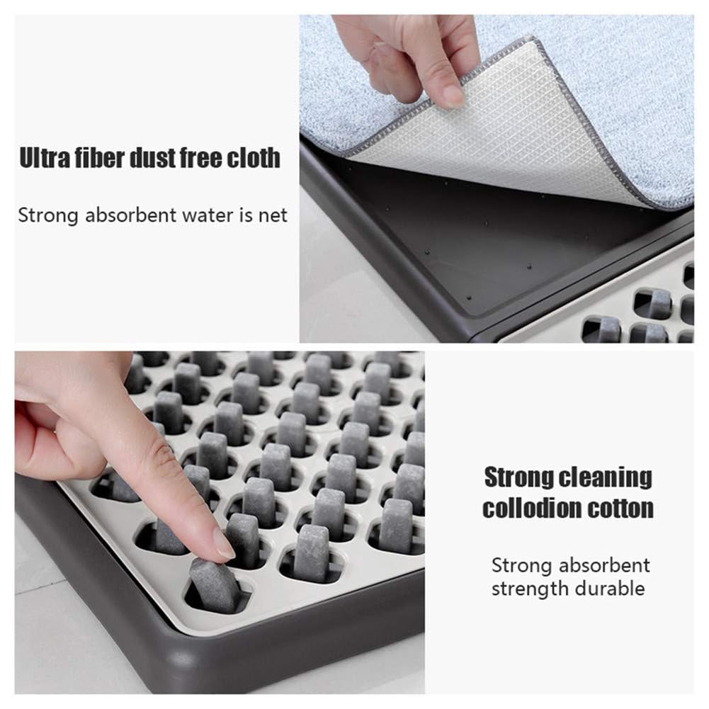 Almohadillas de limpieza automática, tapete limpiador de suela de zapatos de interior con almohadilla antideslizante y 2 paños absorbentes, fácil de limpiar para baño, hogar, oficina