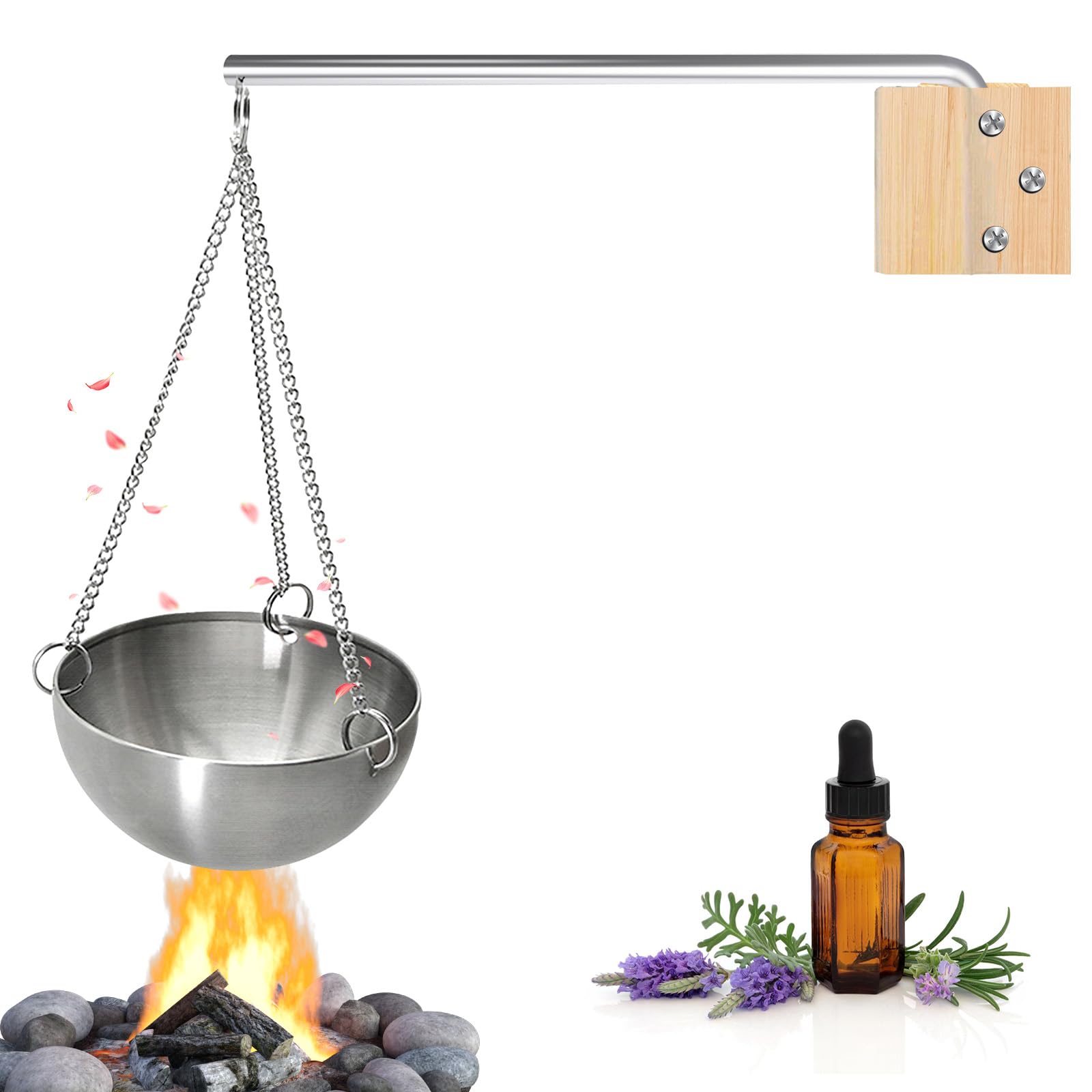 Bordeag Bol D'arôme Sauna 12cm Acier Inoxydable Huile Essentielle Accessoire Sauna Spa