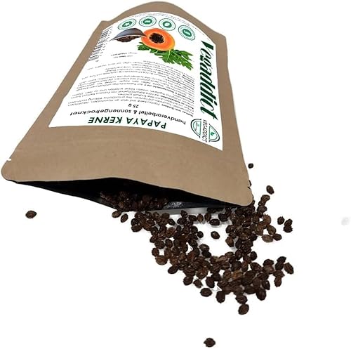 Papayakerne | naturbelassen | sonnengetrocknet| Papaya Pfeffer | Hoher Papain- und Carpain-Gehalt | Keine Zusatzstoffe | Rohkost | Vegan | Laborgeprüft | Gluten- und Laktosefrei | 25g