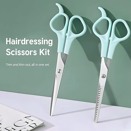 Miniatura 2 de Tijeras de corte de cabello y tijeras de adelgazamiento, paquete de 2 tijeras profesionales de peluquería de acero inoxidable de 6 pulgadas con