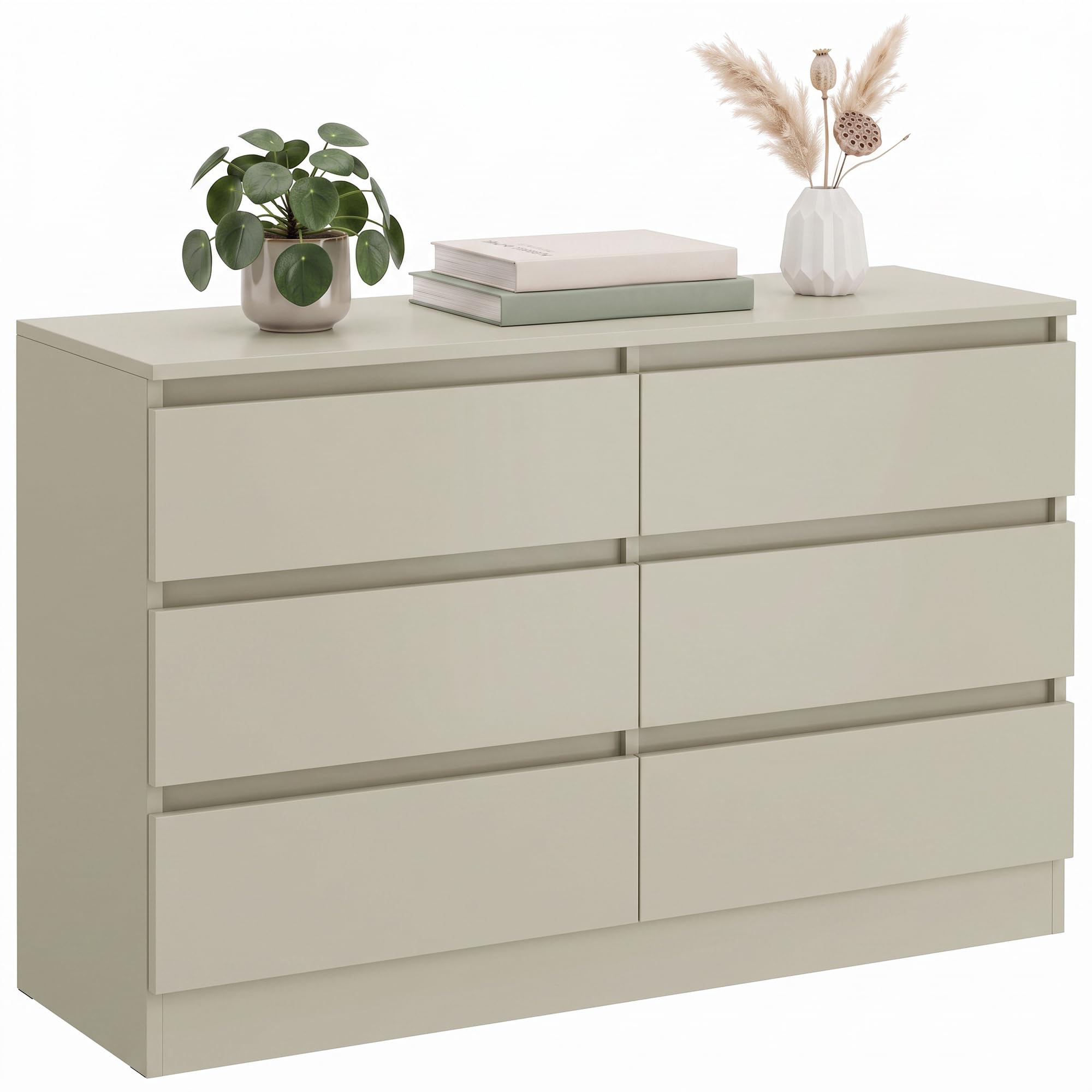 HOMCOM Cómoda de 6 Cajones para Dormitorio 100x35x69 cm Marrón Claro