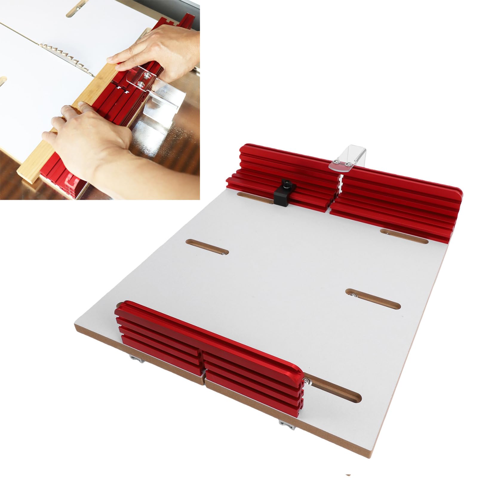 Annadue Piła Stołowa Sanie do Cięcia Poprzecznego Regulowana Prowadnica Płot Aluminiowy Zestaw Przyrządów do Obróbki Drewna Szczeliny Ukośnej 3/4x3/8 Sanie Routera Precyzyjne Cięcie Uniwersalna