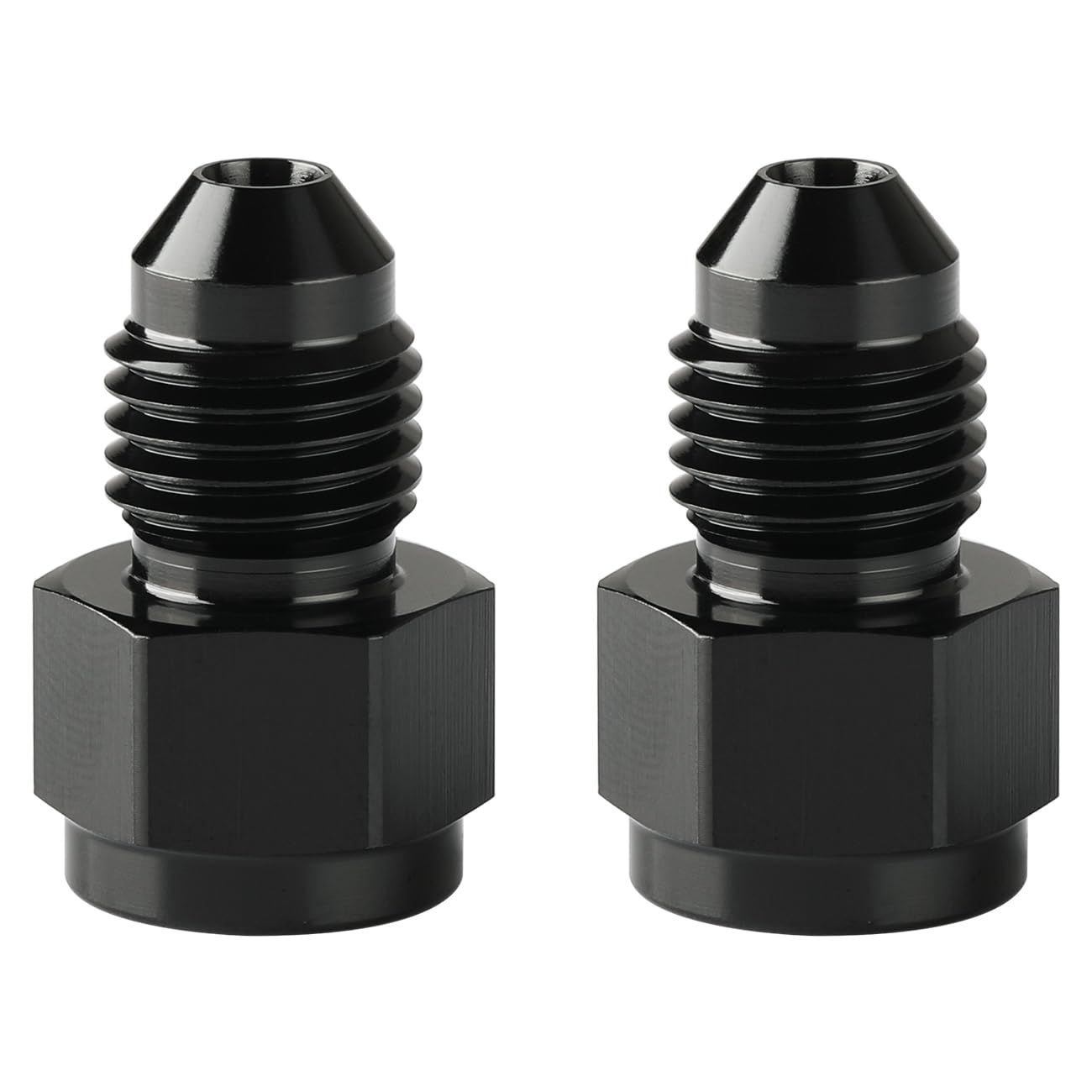 Podavelle 1/8 NPT Female to 4AN Male Flare Expander Fitting Adapter Aluminum Black, Pack of 2