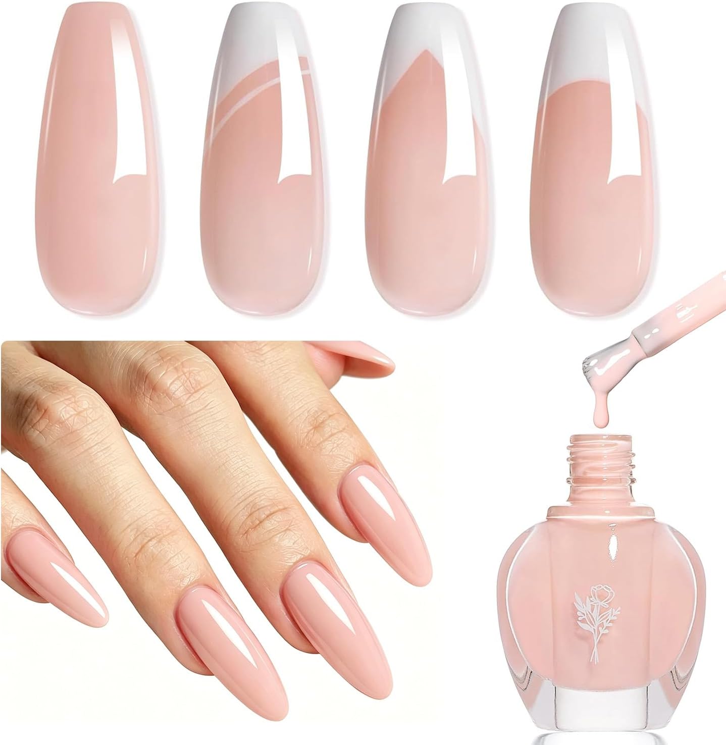 Quick Dry Nail Polish, Chip Resistant Manicure, Non-Toxic, Vegan, Cruelty Free, 12ml, Fast Drying in 60 Seconds (Sheer Nude Pink)