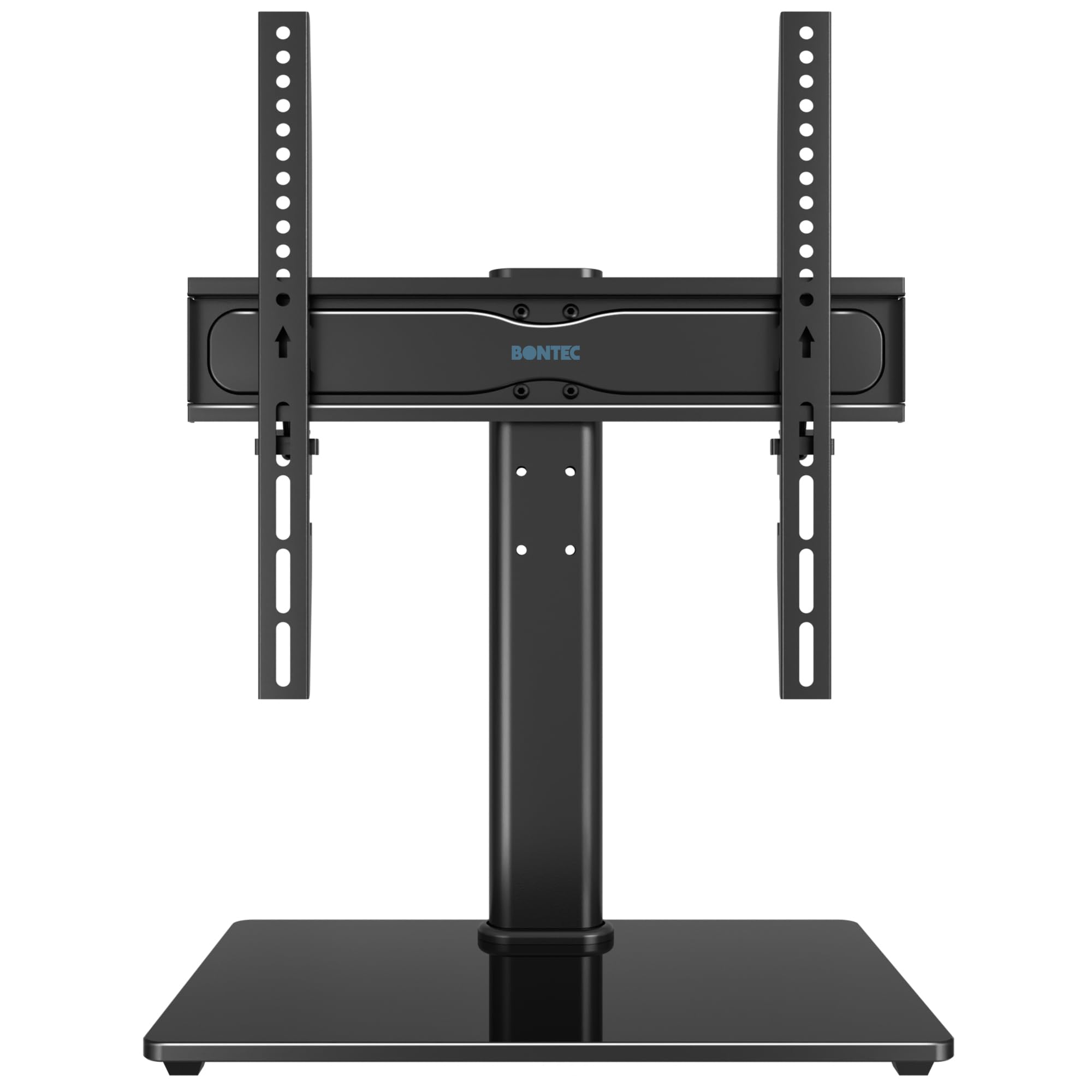 BONTEC テレビスタンド ロータイプ テレビ台 ユニバーサル テーブルトップ ペデスタル TVスタンド 壁寄せテレビスタンド 対応 24-60インチ LCD/LED/プラズマTV用 高さ調整可能 ケーブル管理 強化ガラスベース VESA 400x400mm 最大耐荷重40kg (24～60インチ / 首振りなし)商品画像