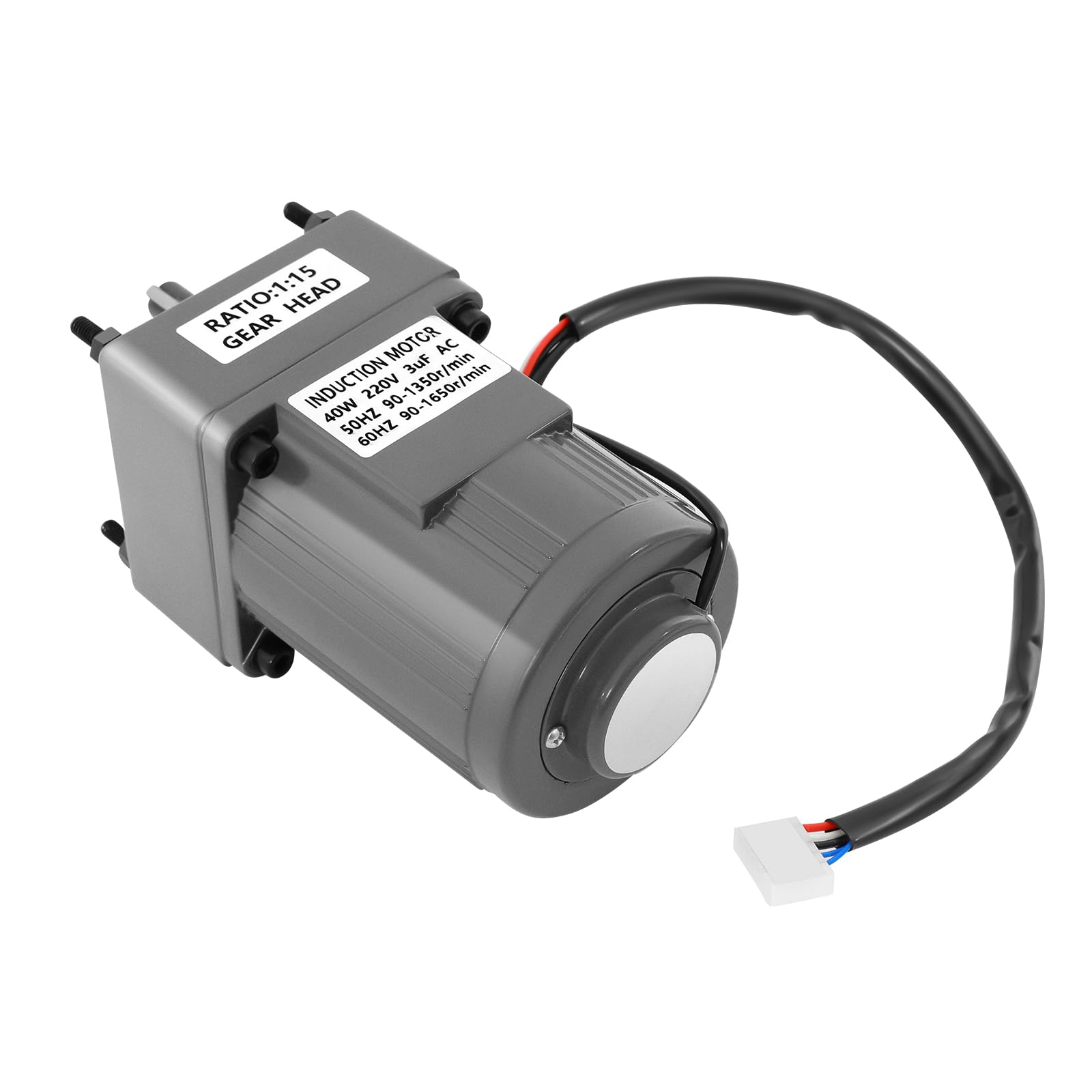 90RPM Elektromotor Getriebemotor, 40W Gear Motor 1 Phase mit Drehzahlregler, 220V AC, Regelbar Speed, Asynchronmotor für Druck, Textil, Färben, Chemie