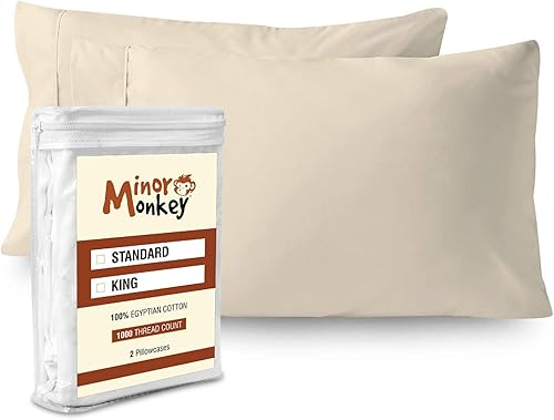 Miniatura 1 de Juego de fundas de almohada de algodón egipcio puro de 1000 hilos (2 piezas) con acabado italiano, patrón sólido (color ciruela) de algodón suave de