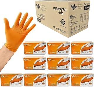 S&G Orange Nitrile Gloves Disposable Latex-Free 8Mil Thick Heavy Duty Powder-Free for Mechanics, Industrial | 1000 Pcs | Large