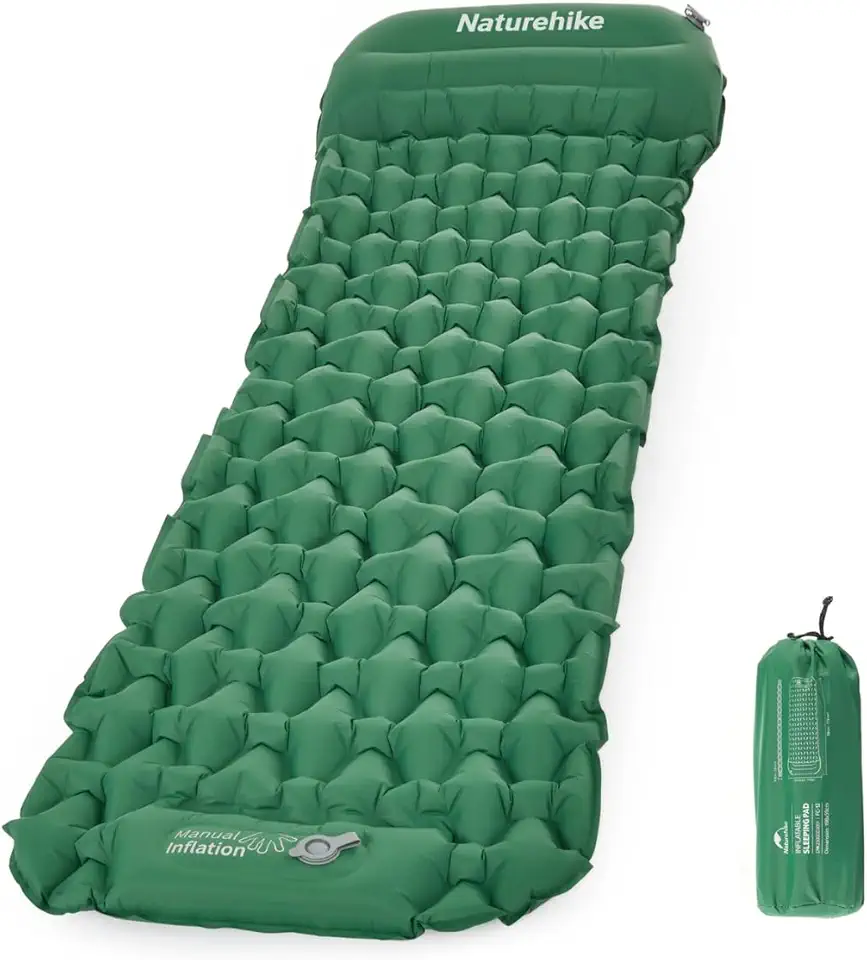 Isolante Inflável Naturehike FC-12 com Travesseiro e Bomba de Ar Embutida