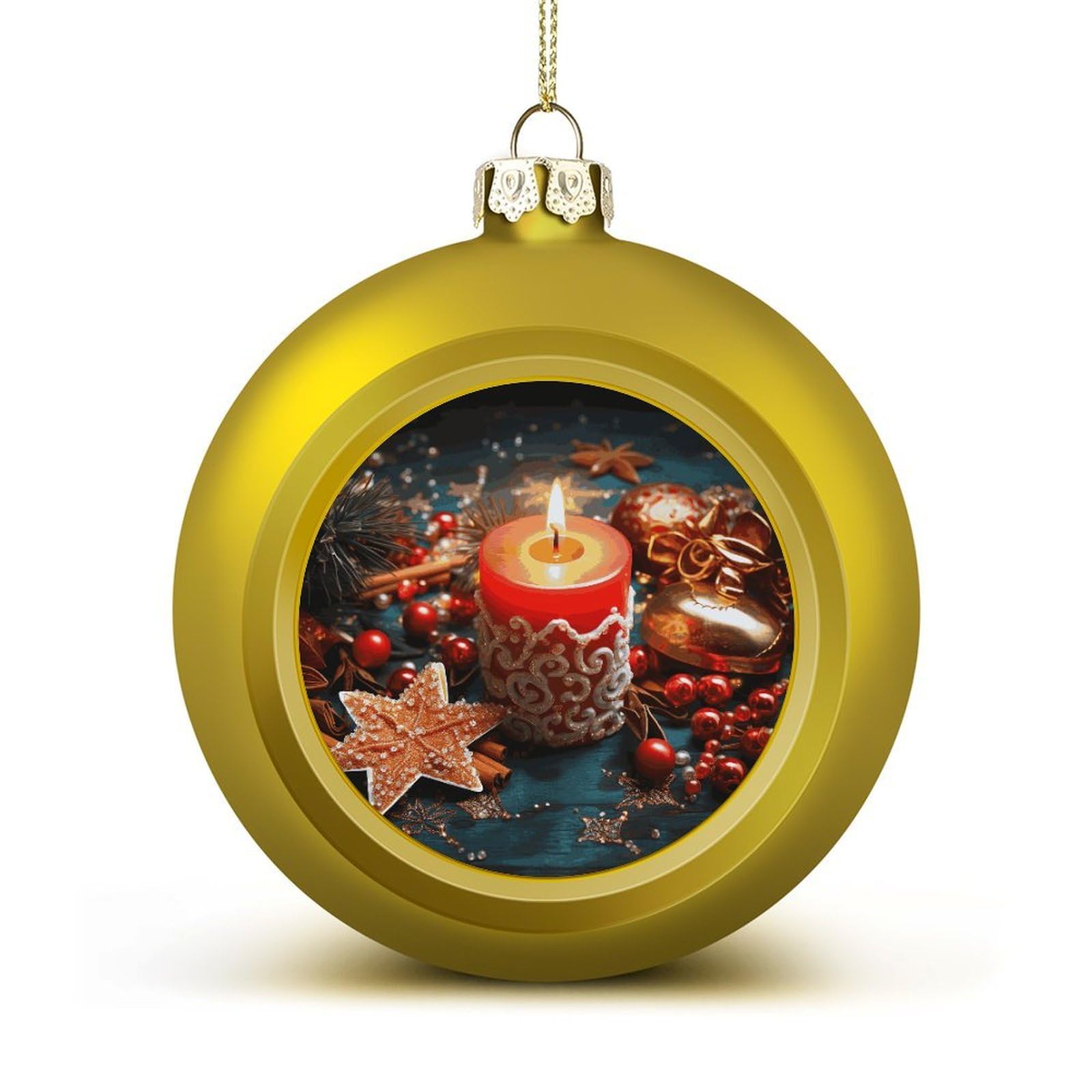 Christmas Candle Christmas Balls Ornaments for Xmas Christmas Tree 1.6" Hanging Shatterproof Xmas Balls Hanging Decor Pendants for Holiday Party Outdoor Indoor DIY Craft Supplies