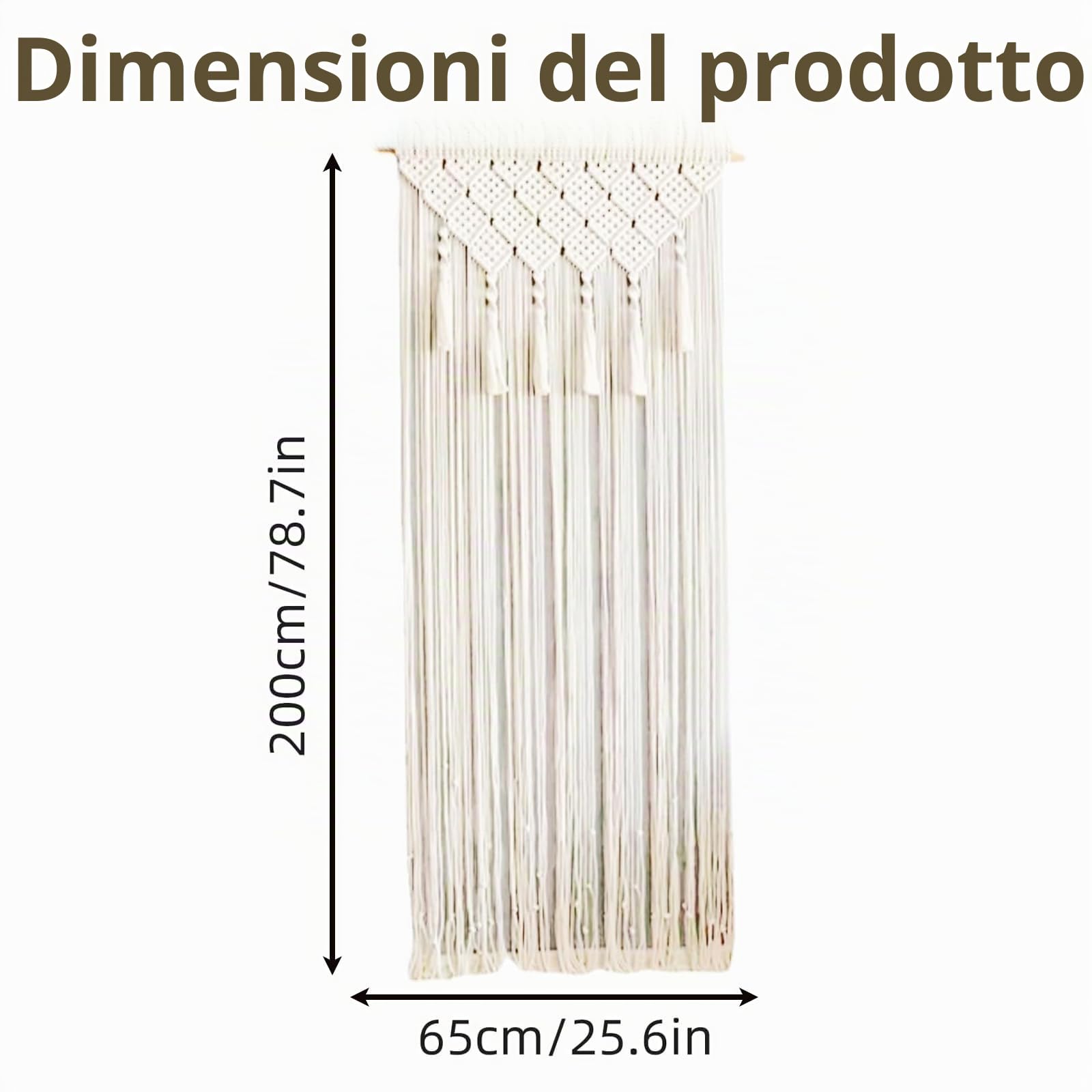 Tenda in Macramè Tessuta a Mano, 65 x 200 cm, Stile Bohémien, Divisorio in Corda di Cotone per Finestra, Porta o Matrimonio
