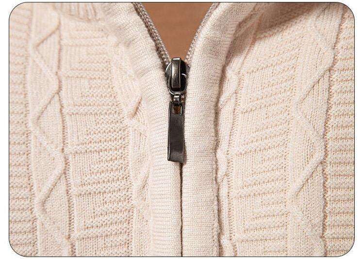 Men's Knitted Sweater Long Sleeve Casual Stand Collar Button Pullover Sweaters4