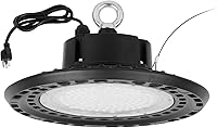 Vista 2 de Q QINGCHEN Luz blanca cálida de 3000 K 2800 K LED de alta bahía de 100 W, certificado ETL de espectro completo UFO High Bay LED Shop Light