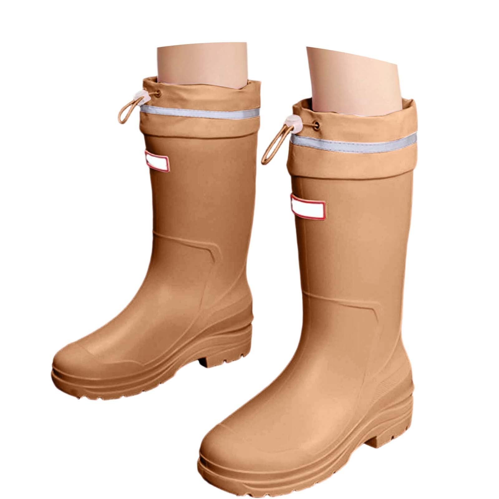 Botas de goma para mujer, botas de lluvia antideslizantes, botas de lluvia impermeables para pies descalzos, botas de cuero, botas de jardín, estilo europeo para subterráneo, cocina, tobogán