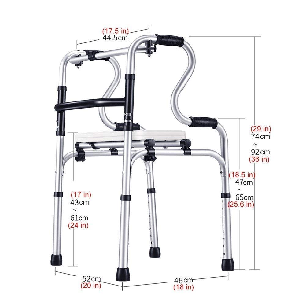 Andador para Personas Mayores, de Aluminio, portátil, Ajustable en Altura, Plegable, con Ruedas, para Interior y Exterior de casa, Carga 180 kg. ¡Es Muy Amable de tu Parte! Sin Ruedas.