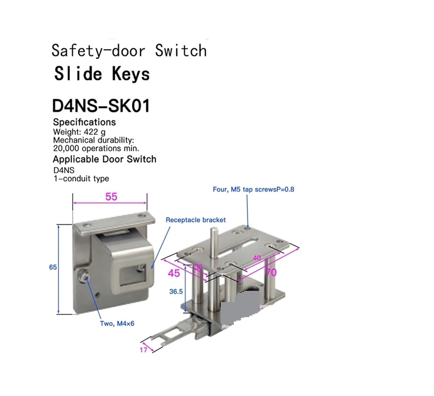 Safety Door Switch Key D4DS-K1 K2 K3 K5 D4SL-NK1 NK2 Sliding Key D4SL-NSK10-LK LKH NK3 NK5(D4SL-NSK10-LK)