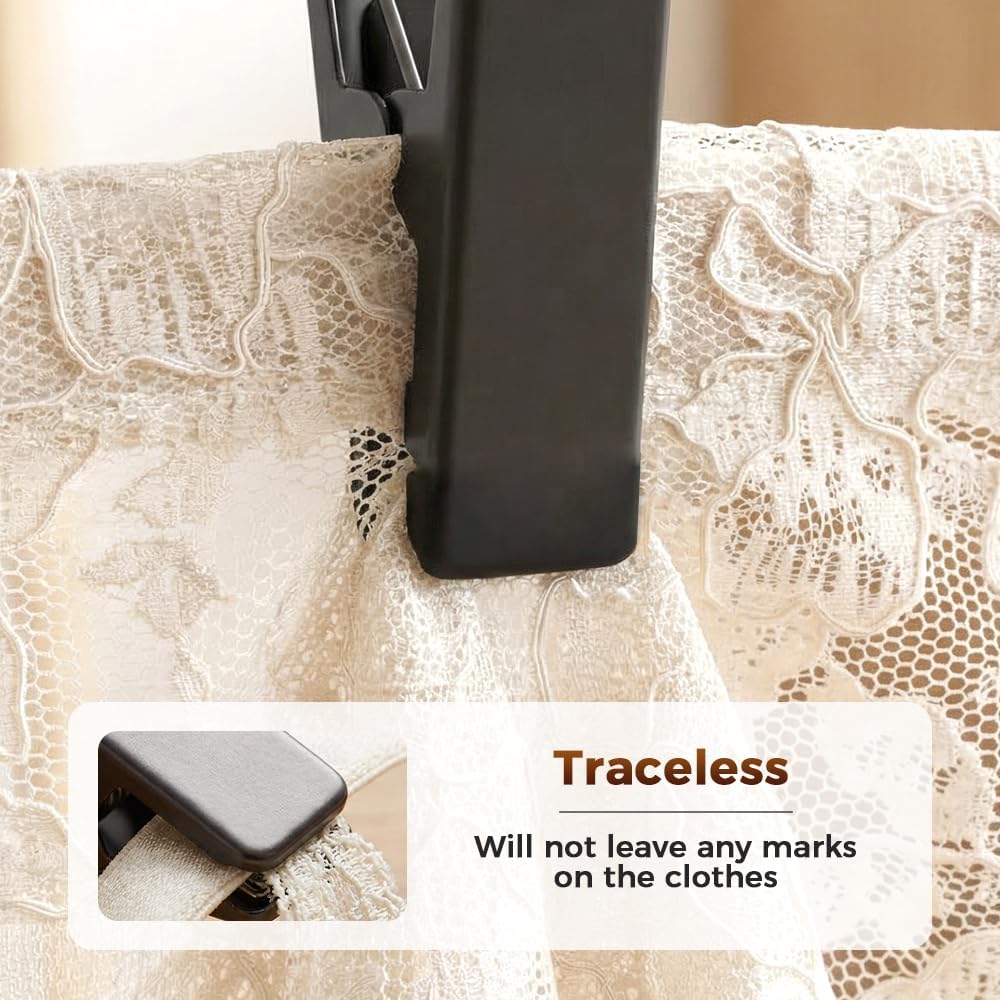 Closet Organizer with 10 Clips, Space Saving Hanging Hanger with Clips, Metal Pant Skirt Hanger, Multi-Purpose Storage for Jeans, Scarves, Socks, Hats & Accessories (Black, 3PCS)