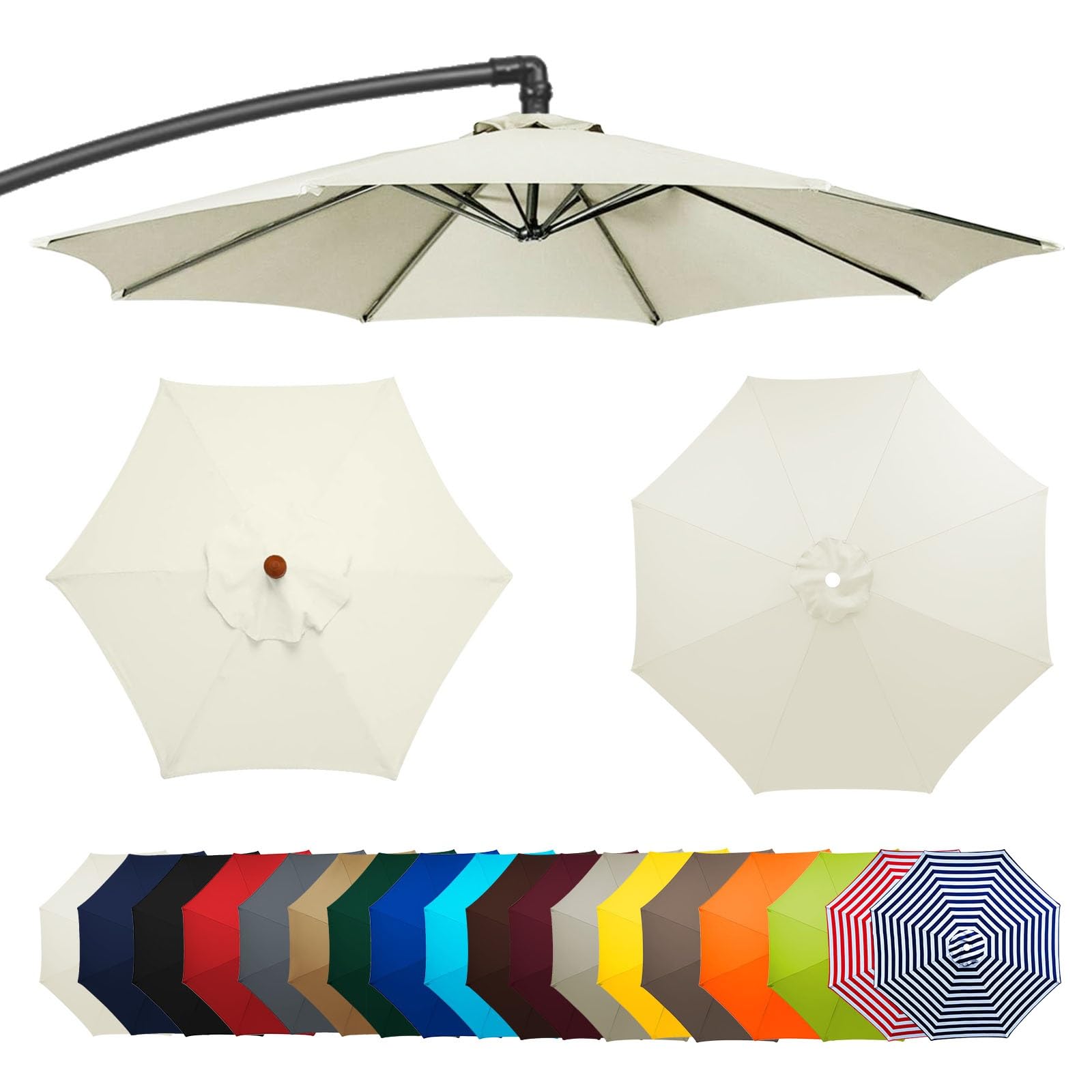 2m/2.30m/2.7m/3.0m(6/8 Arms) Garden Patio Umbrella Fabric Canopy Cover, Parasol Umbrella Replacement Cover, Premium Replacement Canopy Cover For Garden Patio Parasol Fabric(Color:Beige,Size:6ribs:2.7