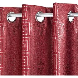 Cortinas Versace 2x Cortinas Opacas de Ojetes con Estampado Gofrado con Brillo, Elegantes y Modernas para Ventanas de Salón Dormitorio Oficina, 100% Poliéster 220g/m² Resistente, 140x260cm, Color Borgoña