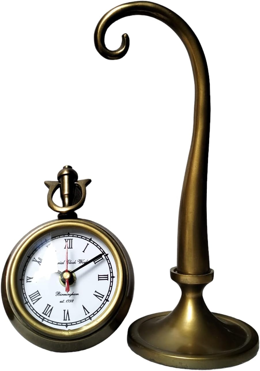 10-inch Moon Stand Table Clock for Living Room and Office, with a Brass Antique Finish by Antique New Simple Look.VintiquE