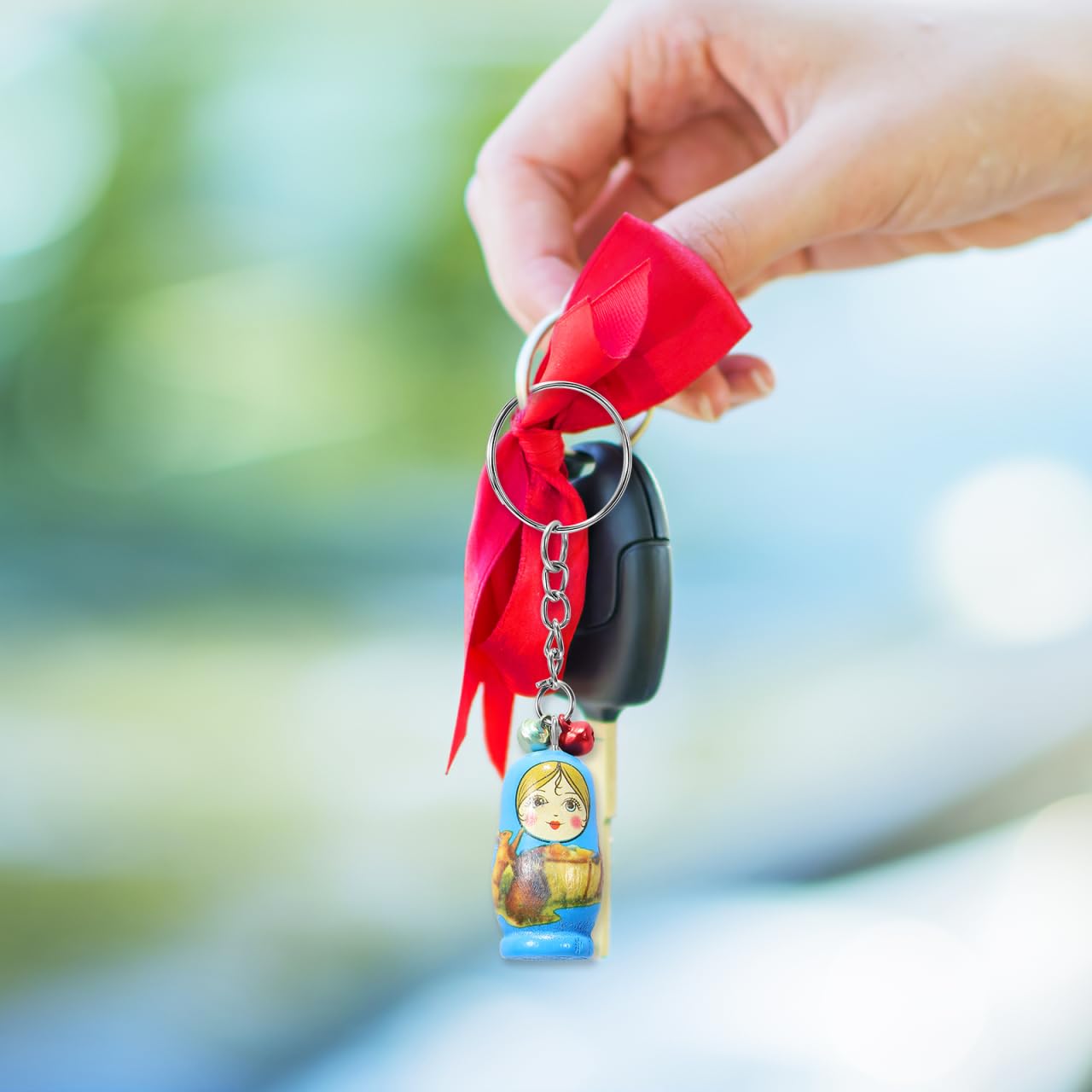 Portachiavi Matriosche Russe Creative Con Campanelli Anelli Chiave a Sospensione Per Chiavi Auto Casa E Decorazioni Borse Zaini Mini Bambole Nidificanti 1.34X0.67X0.67 Pollici