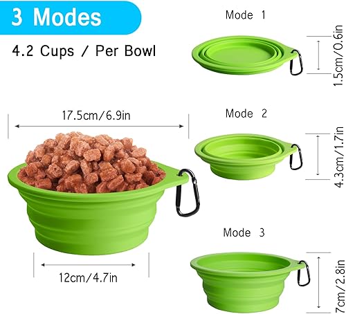 Miniatura 4 de PetBonus 2-Pack Silicone Collapsible Dog Bowls and Dog Collar Safety Clip